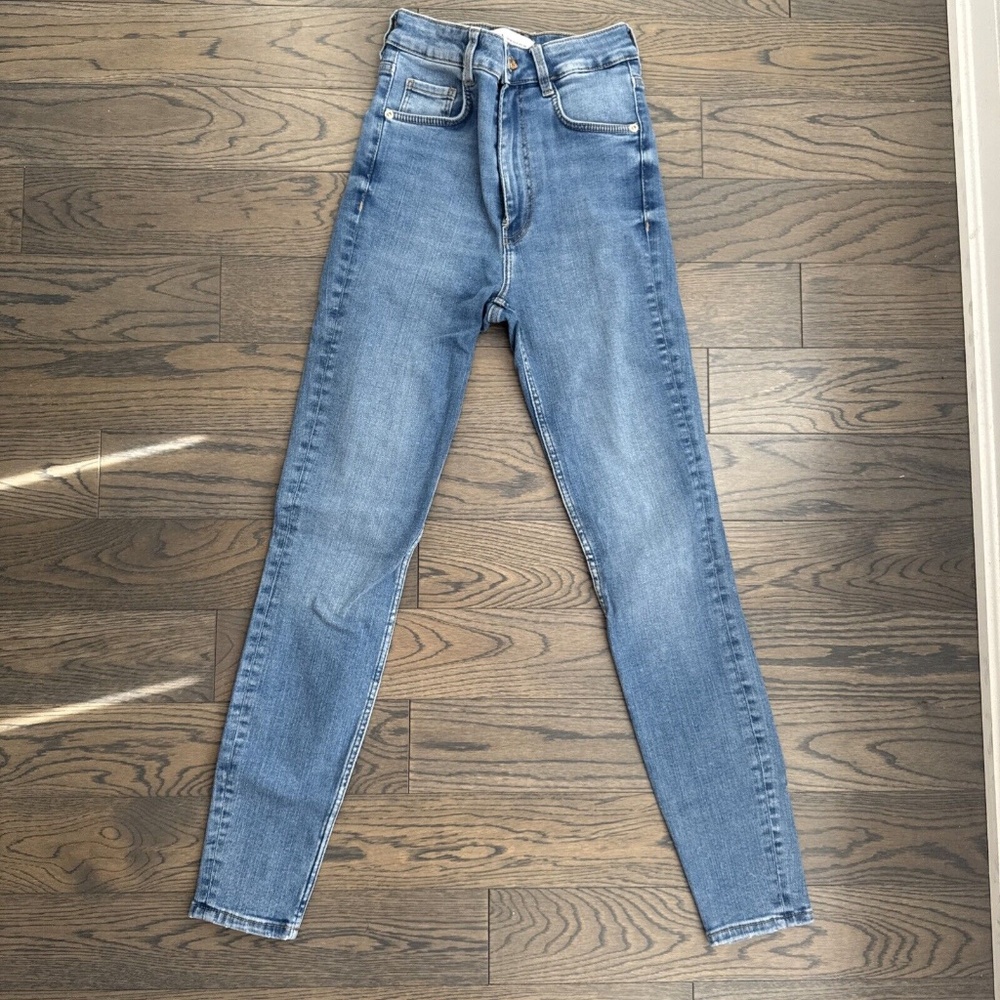 Zara Blue Skinny Jeans Women's Size 2 High Waisted Stretch Denim